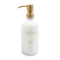 PURVANO matte white glass dish soap dispenser with brushed gold pump